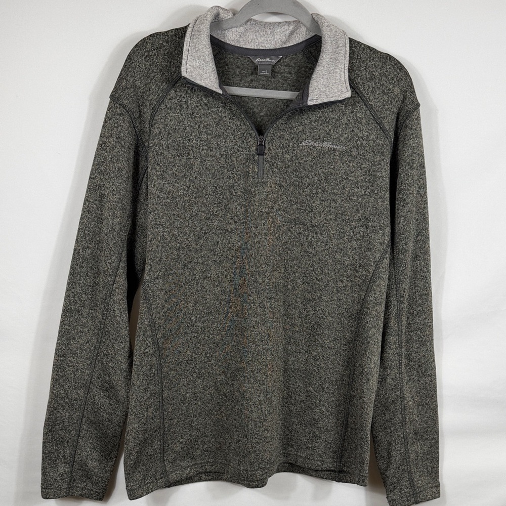 Eddie Bauer Charcoal Heather Quarter-Zip Sweater. Men’s size L. Collared